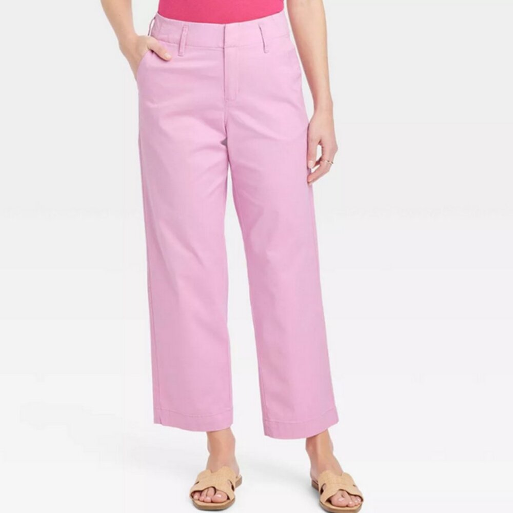 NWT A New Day Target Women's High-Rise Straight Ankle Chino Pants Pink sz 8